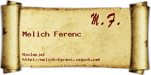 Melich Ferenc névjegykártya